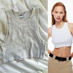 Tna Ribbed Cropped Racer Tank grey size small